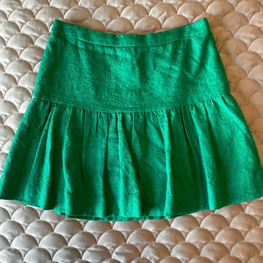 J.Crew jacquard Kelly green mini skirt size 4